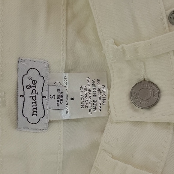 NWOT Mudpie white pompom jeans sz small - Picture 4 of 4